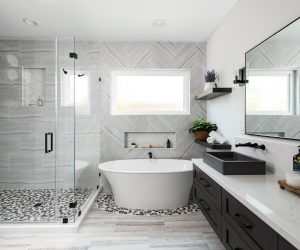 Master-bathroom-remodel-with-herringbone-pattern-wall-tile