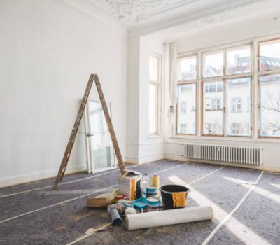 renovation concept - room in old building during restoration -